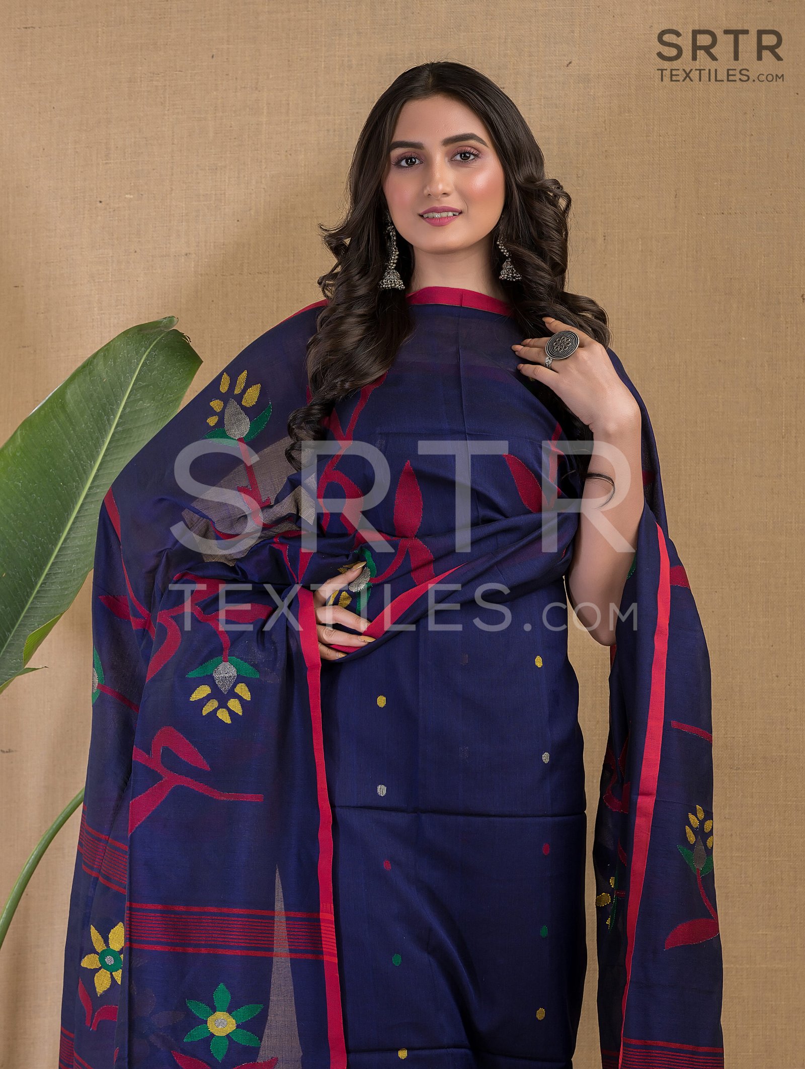 Cotton Unstitched Jamdani Suit Elegant 2-Piece Set