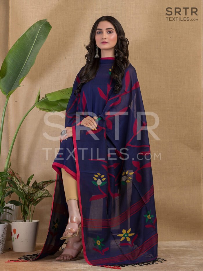 Cotton Unstitched Jamdani Suit Elegant 2-Piece Set