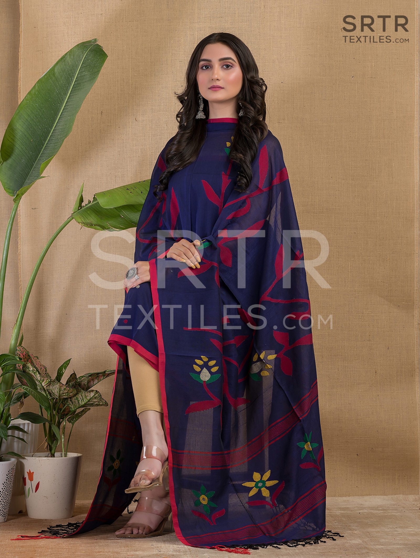 Cotton Unstitched Jamdani Suit Elegant 2-Piece Set