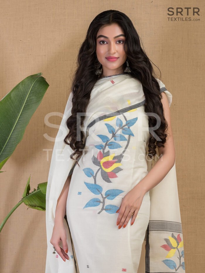 Cotton Unstitched Jamdani Suit Elegant 2-Piece Set