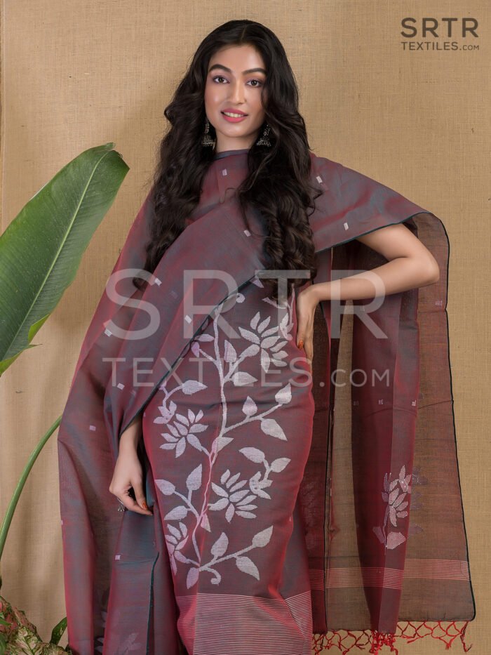 Muslin Unstitched Jamdani Suit – Elegant 2-Piece Set