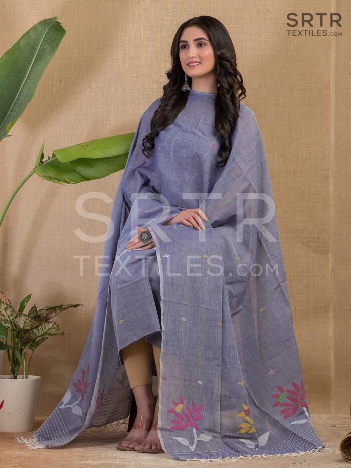 Alternative view of Pure Cotton Jamdani Suit (UNSTITCHED) – Elegant 2-Piece Set