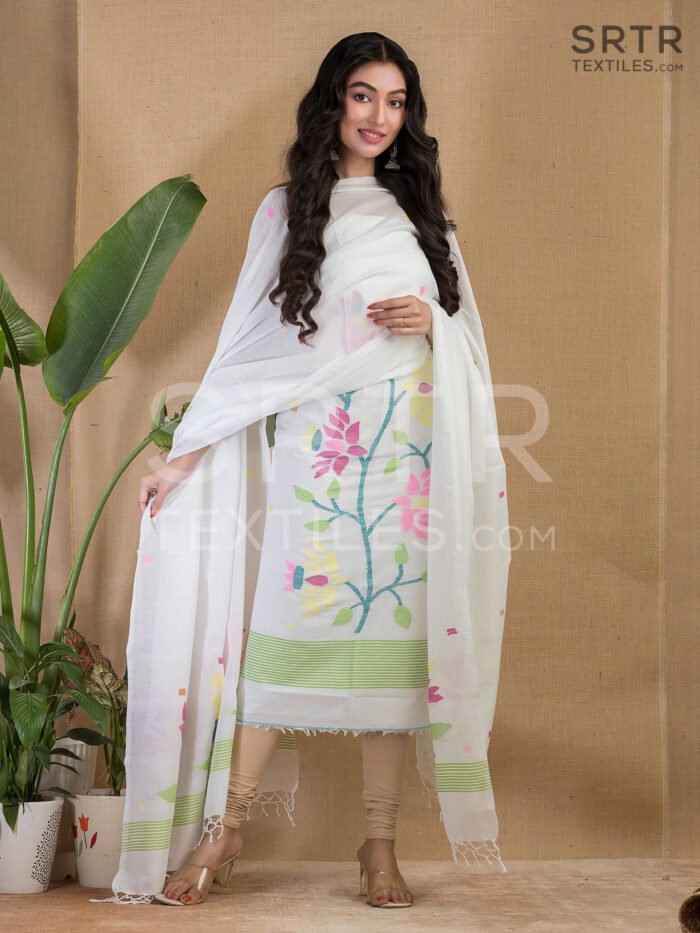 Alternative view of Pure Cotton Jamdani Suit (UNSTITCHED) – Elegant 2-Piece Set