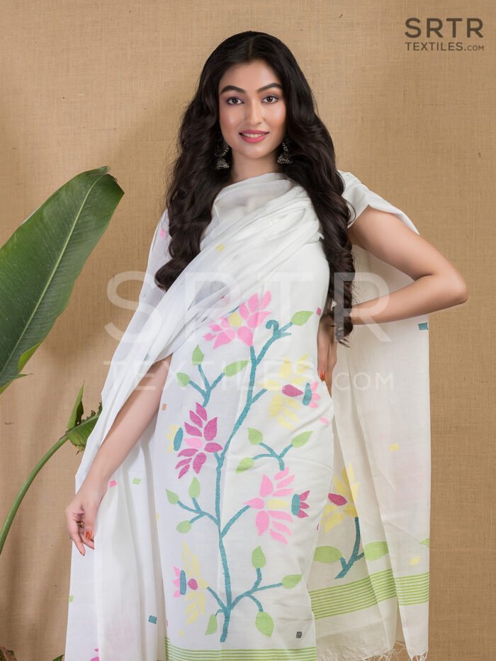 Cotton Unstitched Jamdani Suit – Elegant 2-Piece Set