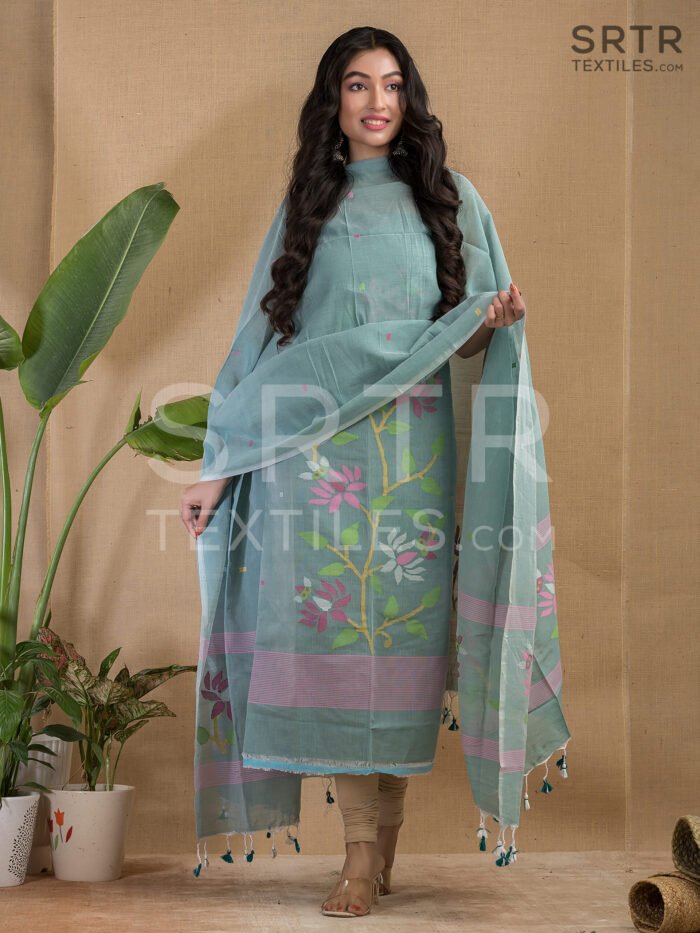 Alternative view of Pure Cotton Jamdani Suit (UNSTITCHED) – Elegant 2-Piece Set