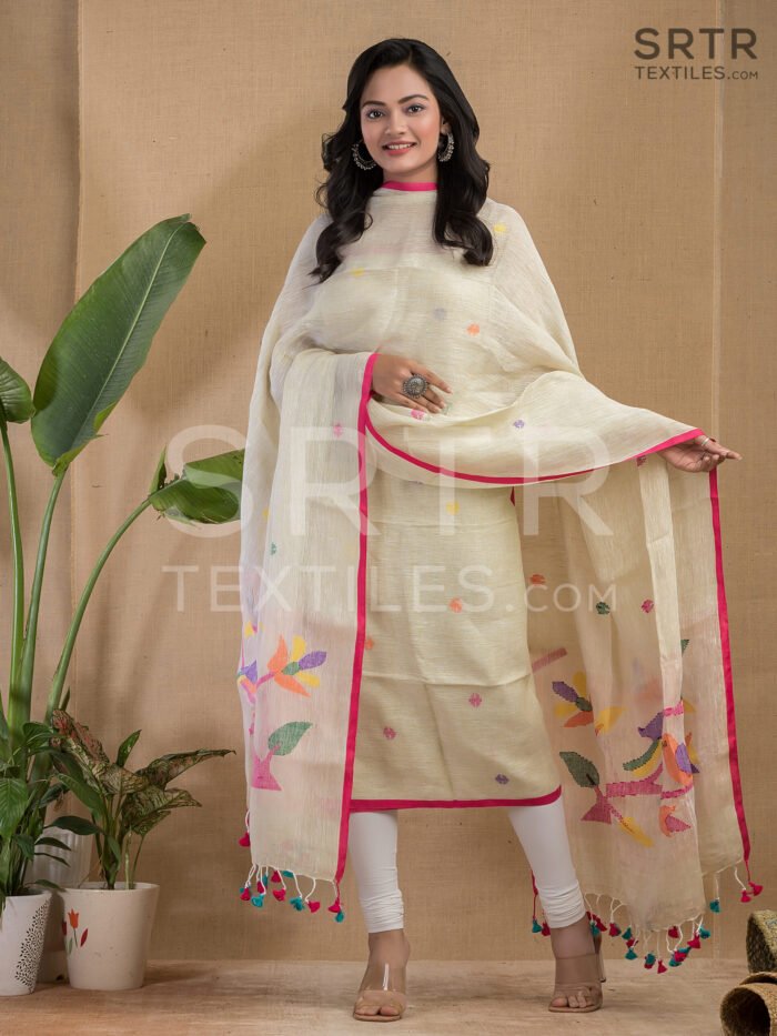 Pure Jayashree linen Unstitched Jamdani Suit – Elegant 2-Piece Set