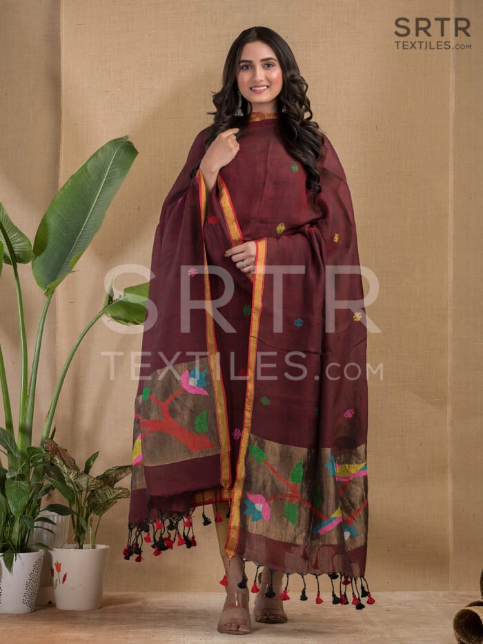 Pure Jayashree linen Unstitched Jamdani Suit – Elegant 2-Piece Set