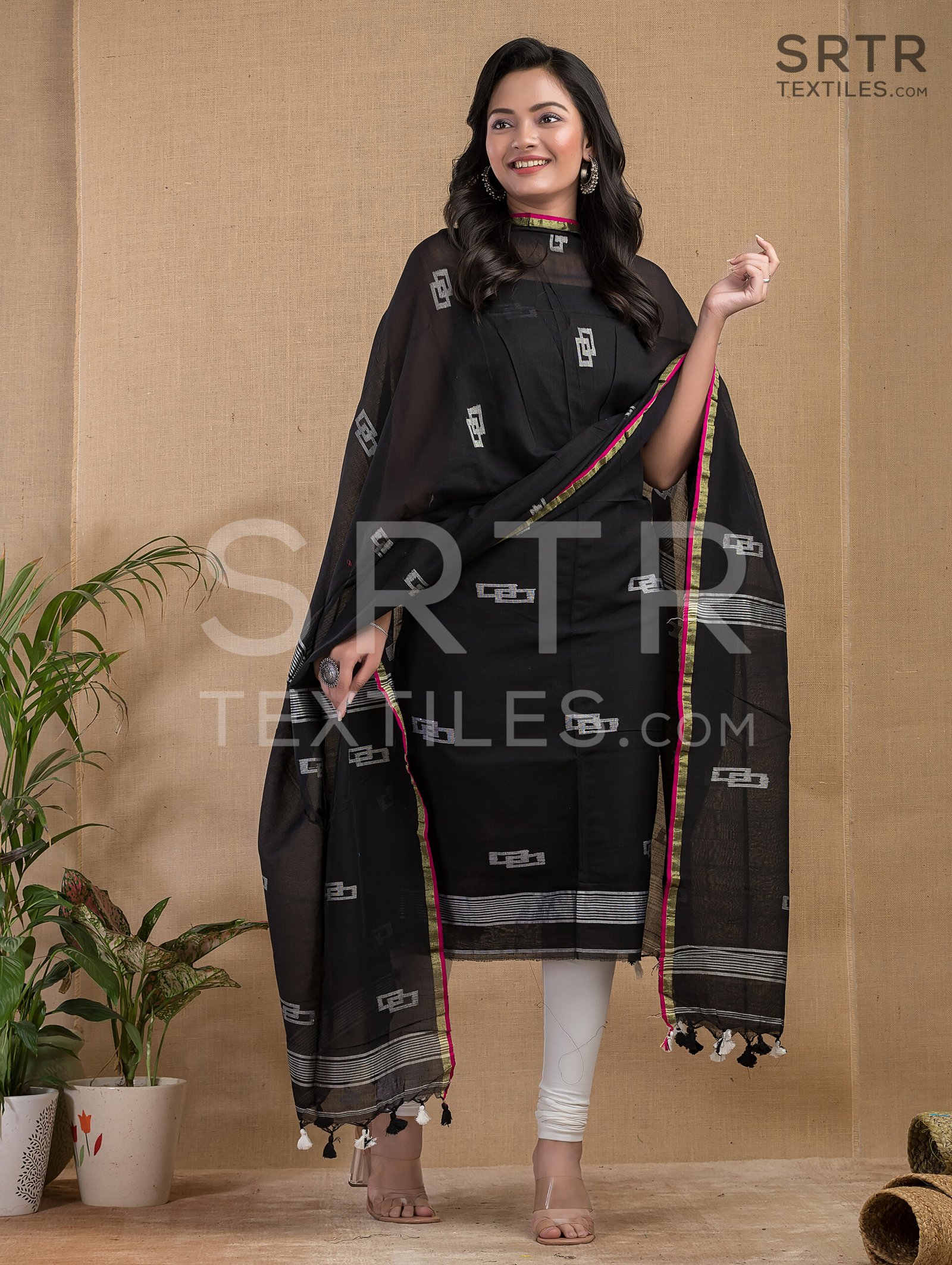 Cotton Unstitched Jamdani Suit – Elegant 2-Piece Set