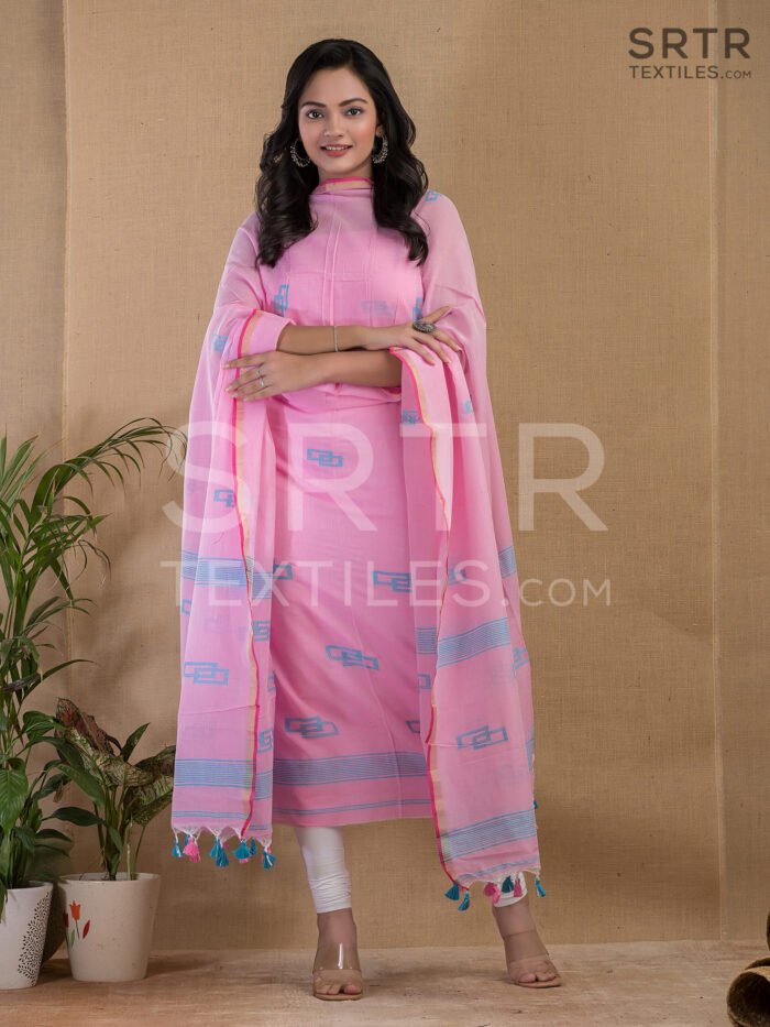 Cotton Unstitched Jamdani Suit – Elegant 2-Piece Set