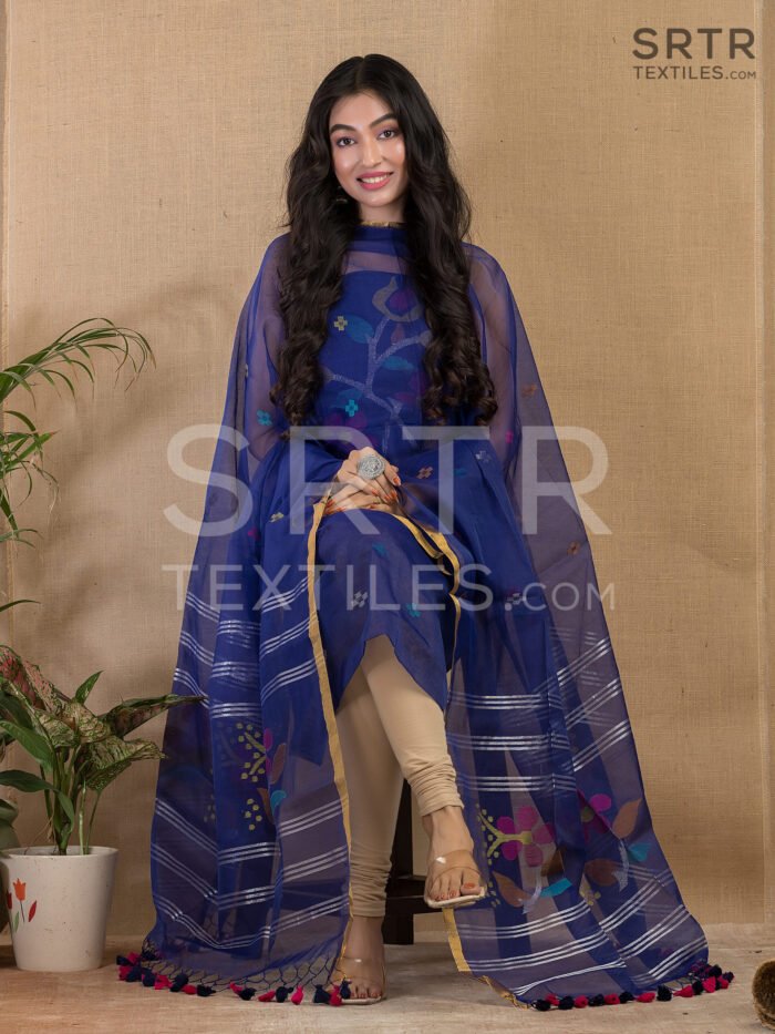 Alternative view of Muslin Unstitched Jamdani Suit – Elegant 2-Piece Set