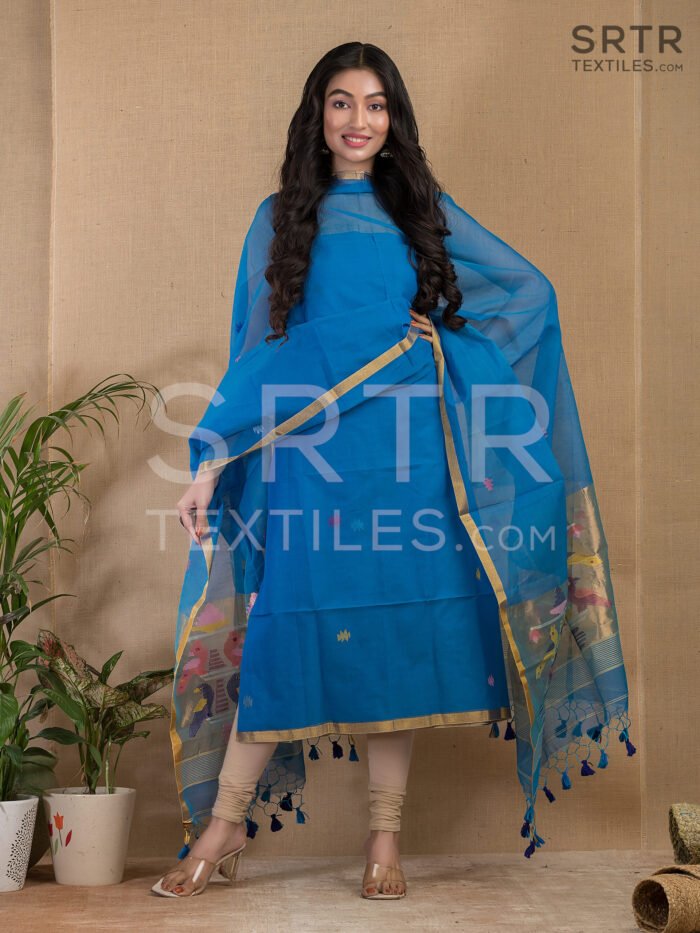 Alternative view of Muslin Unstitched Jamdani Suit – Elegant 2-Piece Set