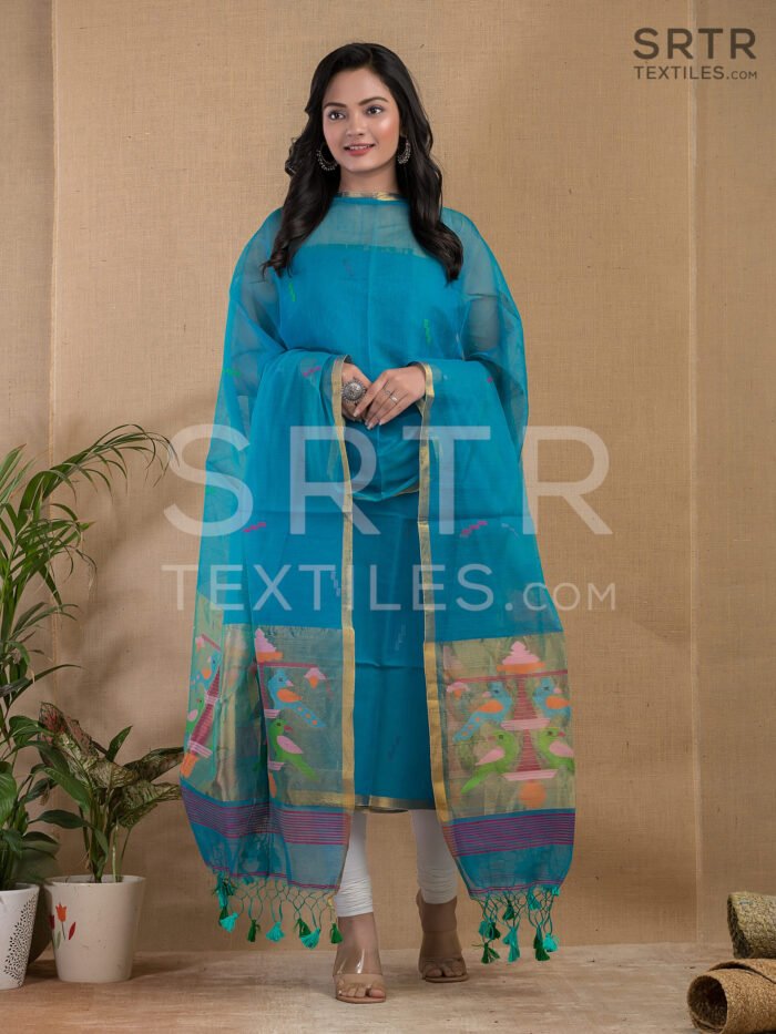 Muslin Unstitched Jamdani Suit – Elegant 2-Piece Set