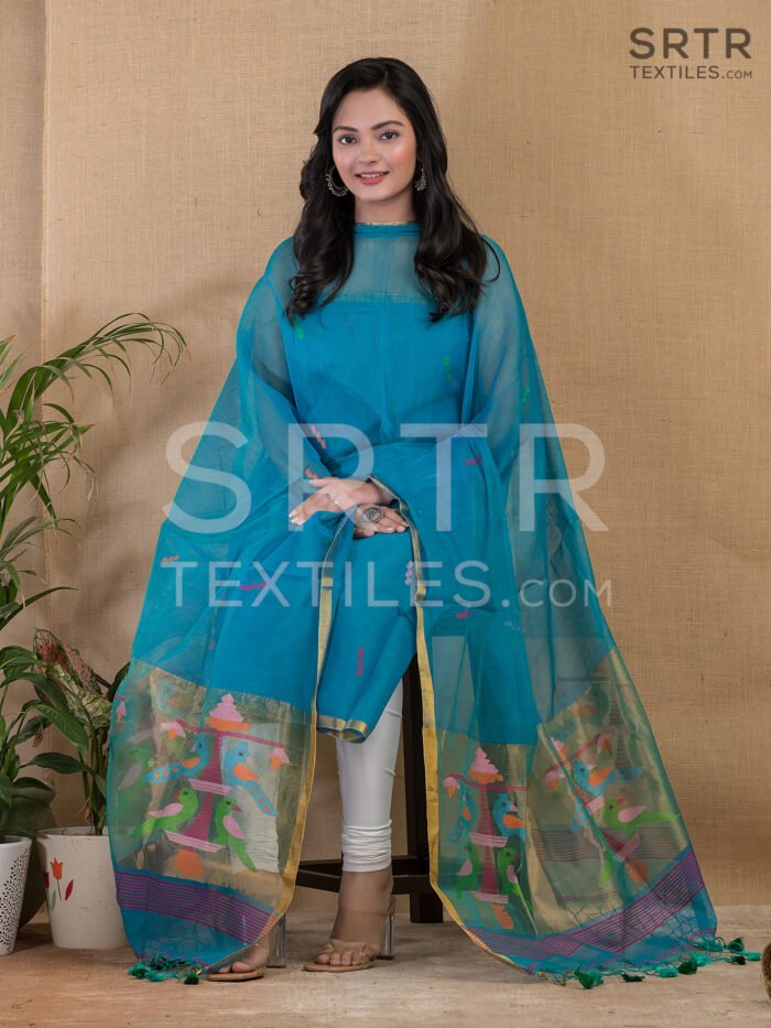 Muslin Unstitched Jamdani Suit – Elegant 2-Piece Set