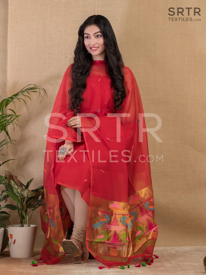 Muslin Unstitched Jamdani Suit – Elegant 2-Piece Set