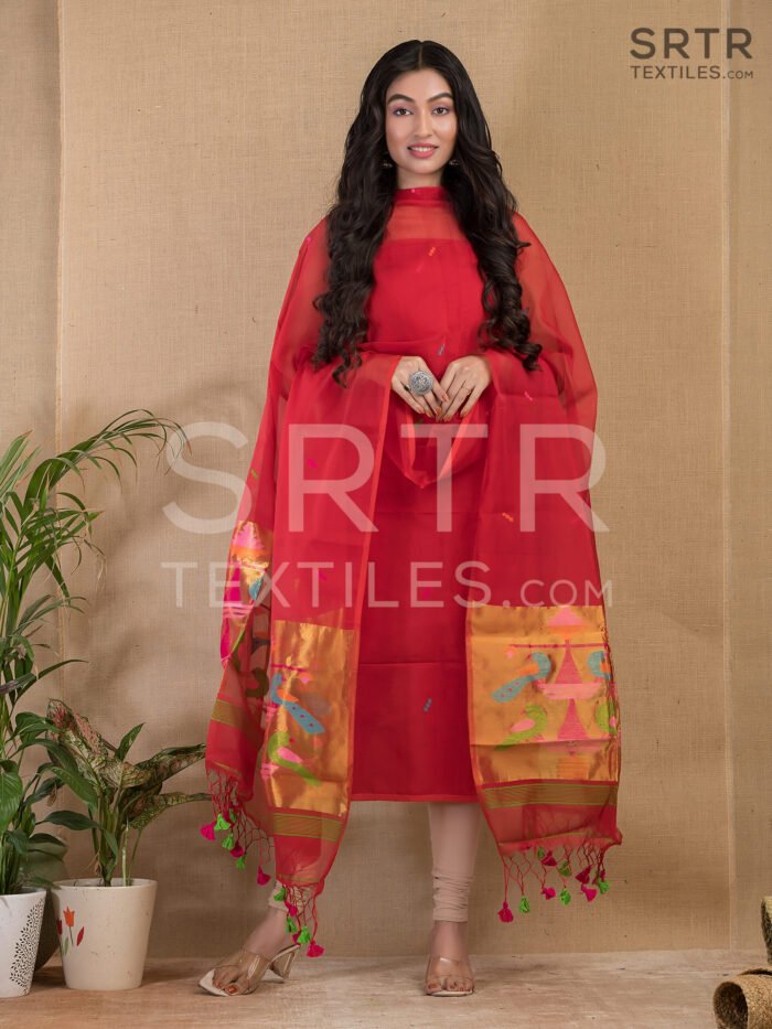 Alternative view of Muslin Unstitched Jamdani Suit – Elegant 2-Piece Set