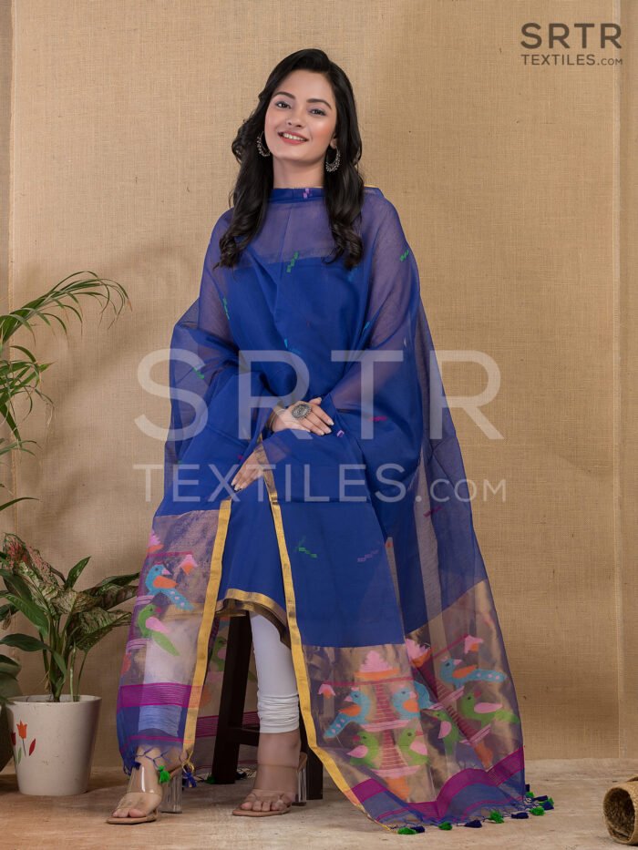 Muslin Unstitched Jamdani Suit – Elegant 2-Piece Set