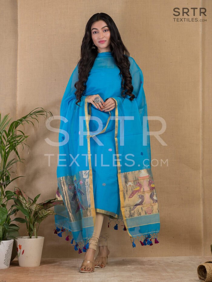 Alternative view of Muslin Unstitched Jamdani Suit – Elegant 2-Piece Set