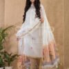 Muslin Unstitched Jamdani Suit – Elegant 2-Piece Set