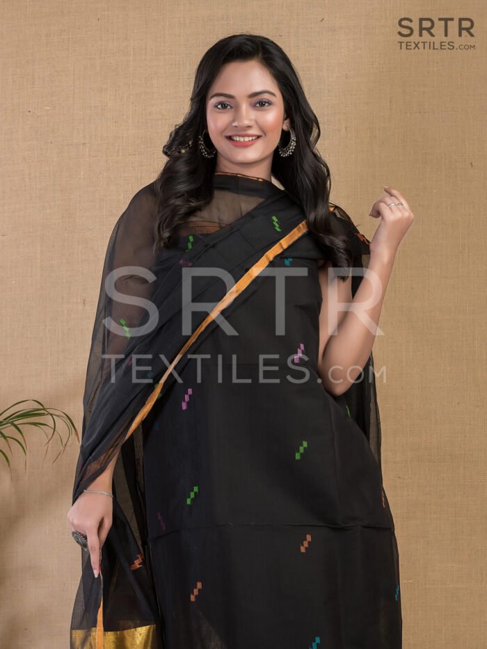 Alternative view of Muslin Unstitched Jamdani Suit – Elegant 2-Piece Set