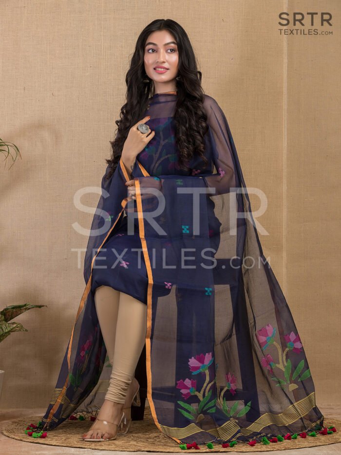 Alternative view of Muslin Unstitched Jamdani Suit – Elegant 2-Piece Set