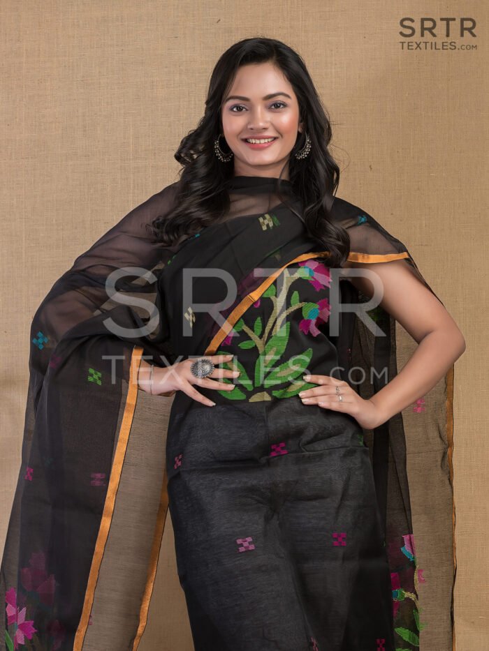 Muslin Unstitched Jamdani Suit – Elegant 2-Piece Set