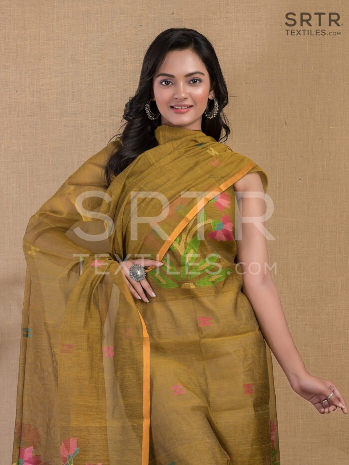 Muslin Unstitched Jamdani Suit – Elegant 2-Piece Set