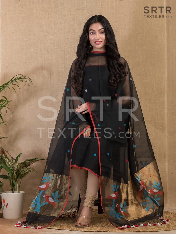 Muslin Unstitched Jamdani Suit – Elegant 2-Piece Set