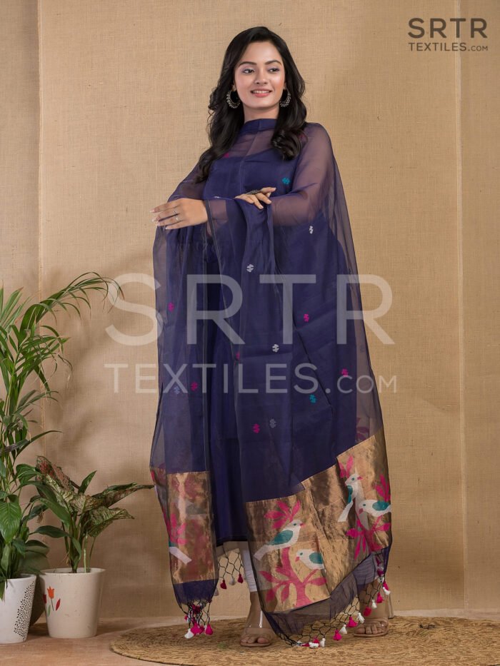 Muslin Unstitched Jamdani Suit – Elegant 2-Piece Set