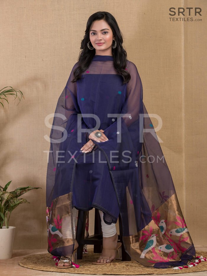 Alternative view of Muslin Unstitched Jamdani Suit – Elegant 2-Piece Set