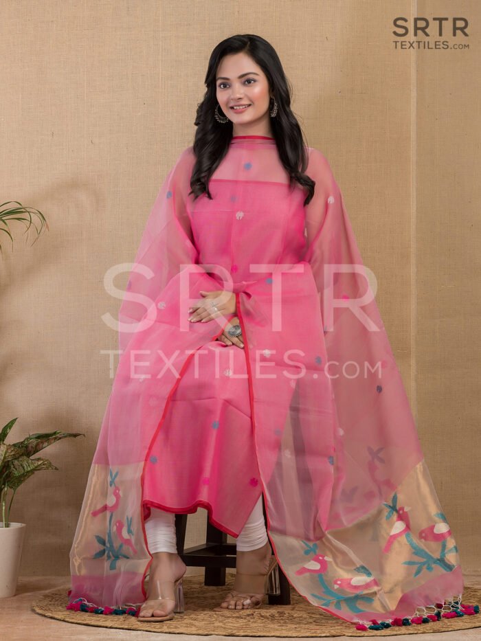 Muslin Unstitched Jamdani Suit – Elegant 2-Piece Set