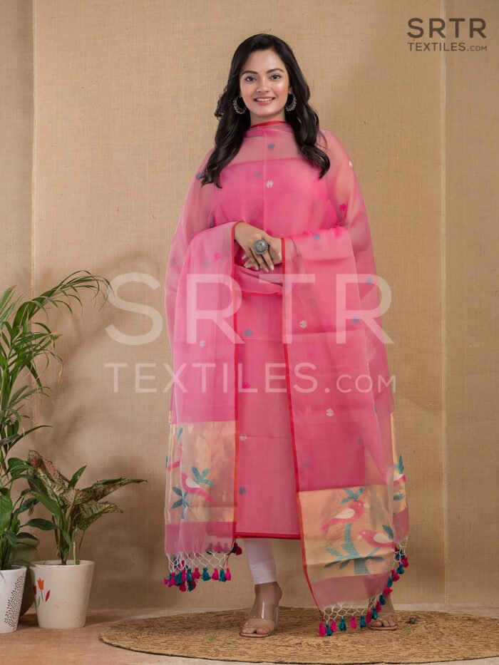 Alternative view of Muslin Unstitched Jamdani Suit – Elegant 2-Piece Set