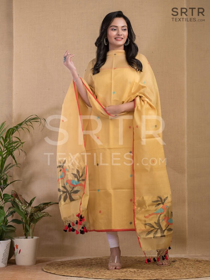 Muslin Unstitched Jamdani Suit – Elegant 2-Piece Set