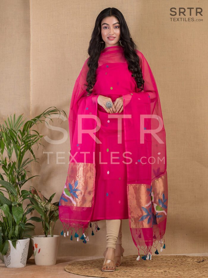 Alternative view of Muslin Unstitched Jamdani Suit – Elegant 2-Piece Set