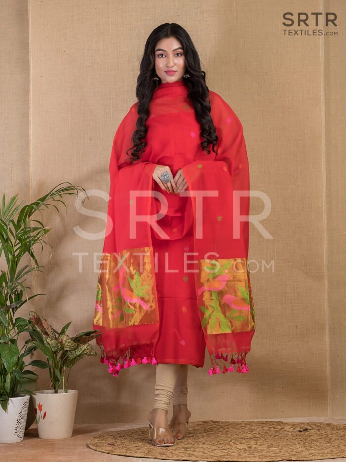 Muslin Unstitched Jamdani Suit – Elegant 2-Piece Set