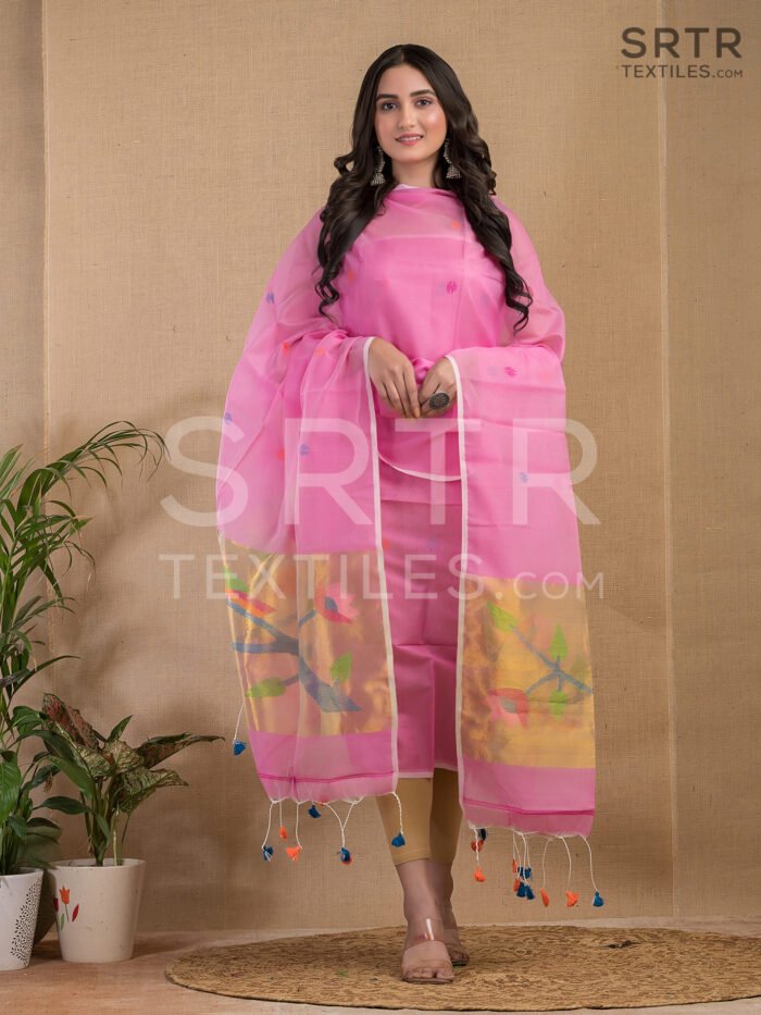 Muslin Unstitched Jamdani Suit – Elegant 2-Piece Set