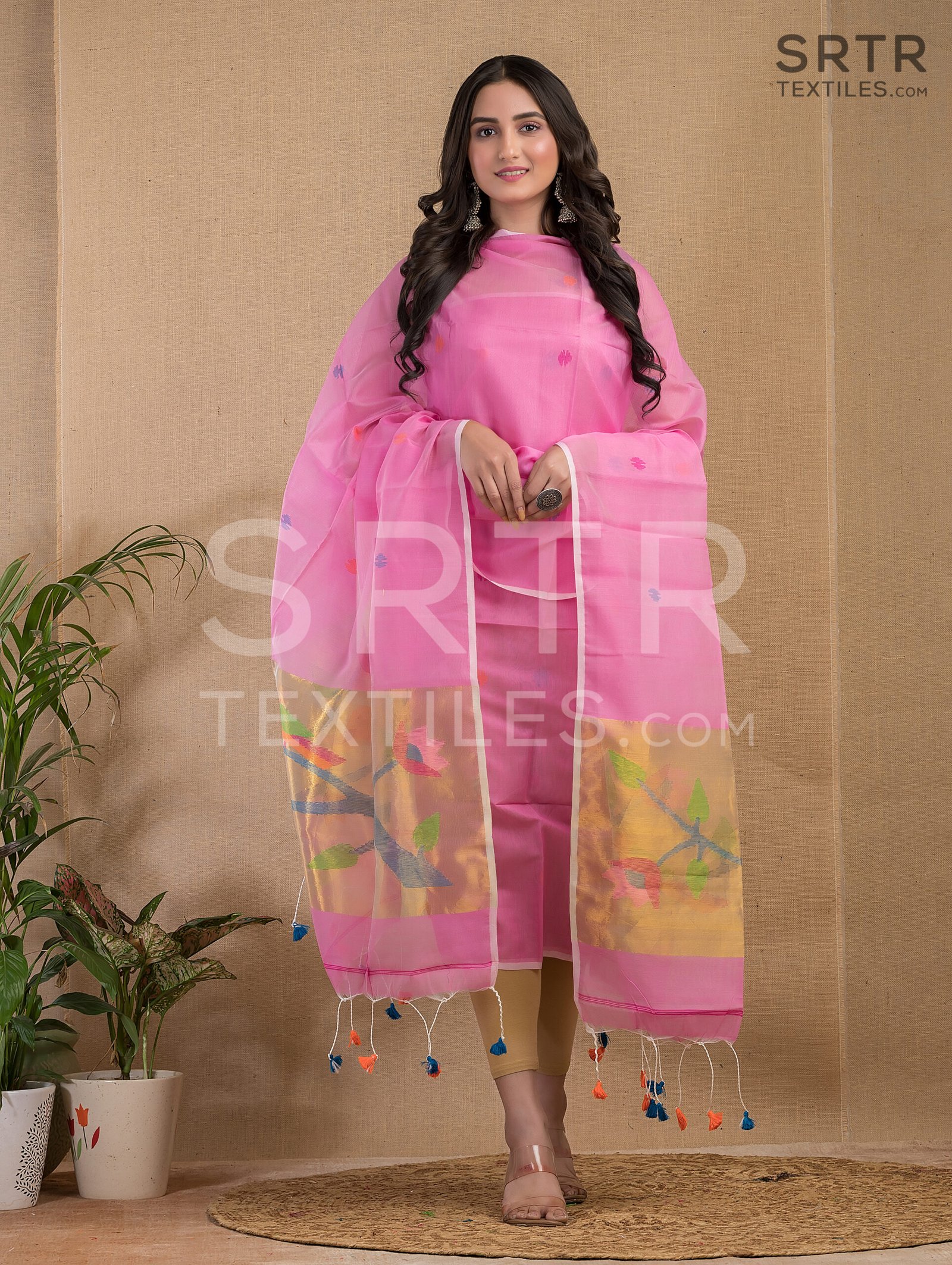 Muslin Unstitched Jamdani Suit – Elegant 2-Piece Set