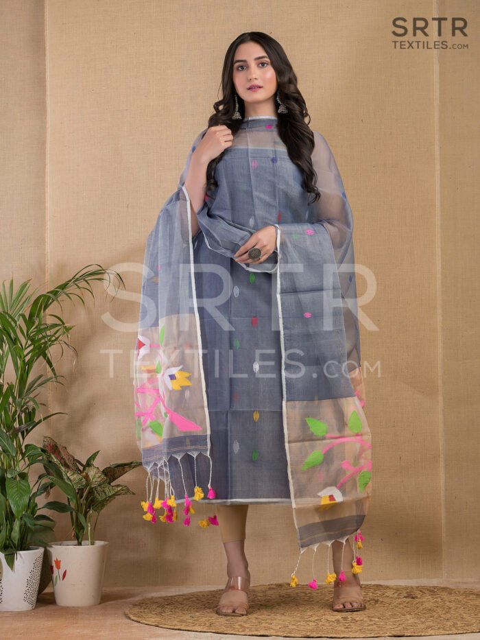 Alternative view of Muslin Jamdani Suit (UNSTITCHED) – Elegant 2-Piece Set