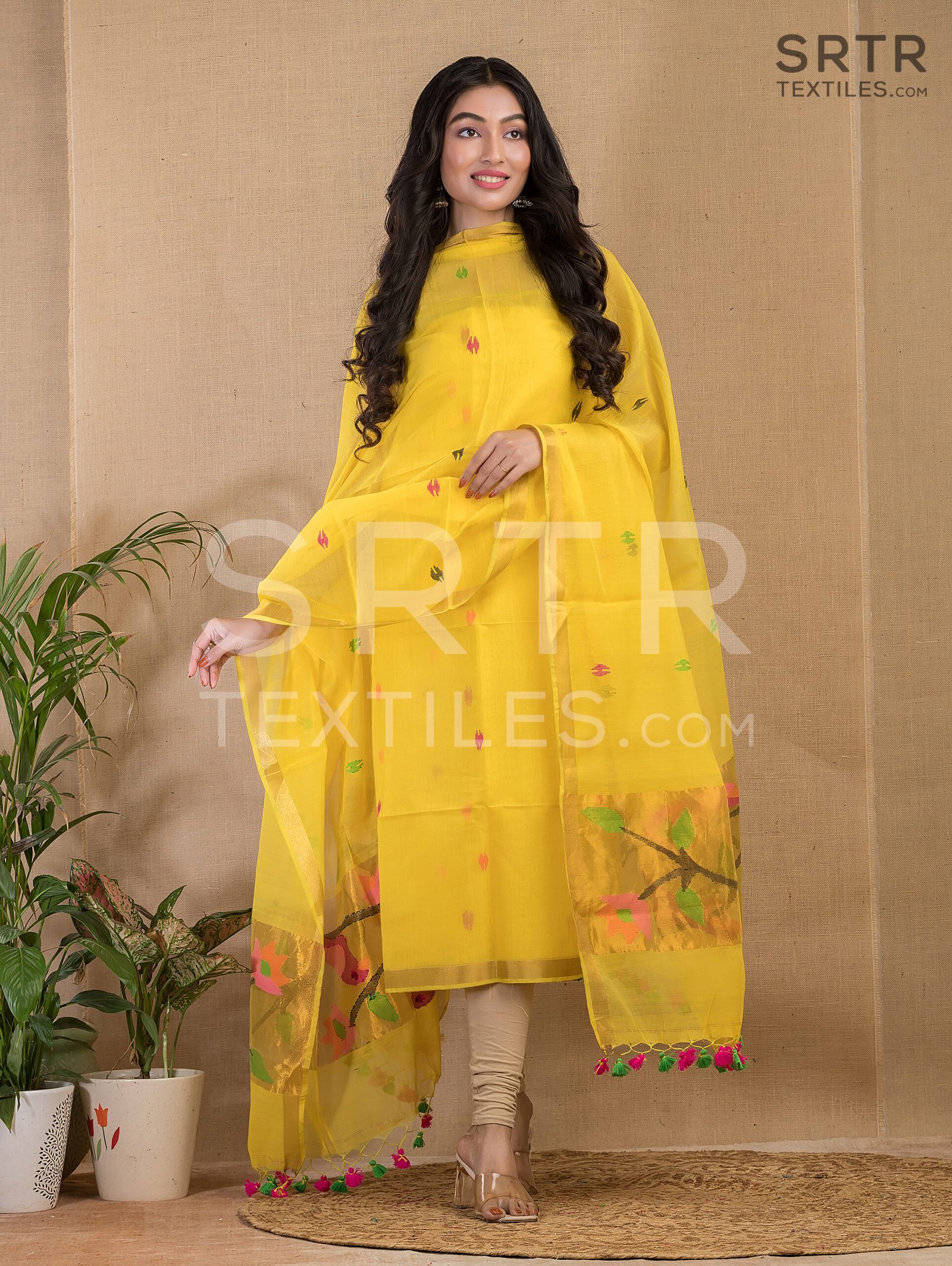 Muslin Unstitched Jamdani Suit – Elegant 2-Piece Set - Image 3