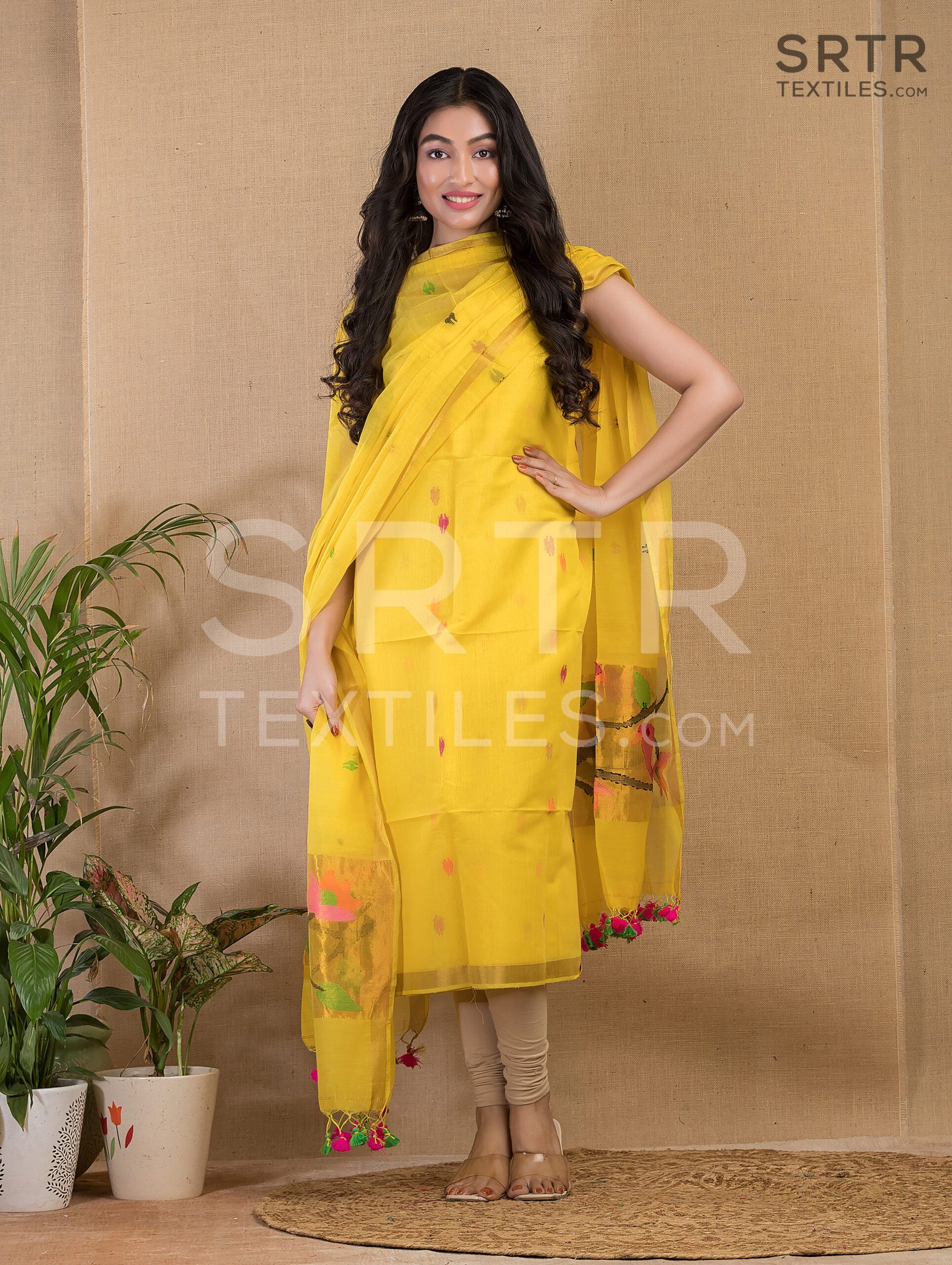 Muslin Unstitched Jamdani Suit – Elegant 2-Piece Set - Image 2