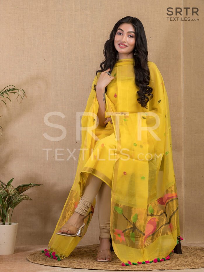 Muslin Unstitched Jamdani Suit – Elegant 2-Piece Set