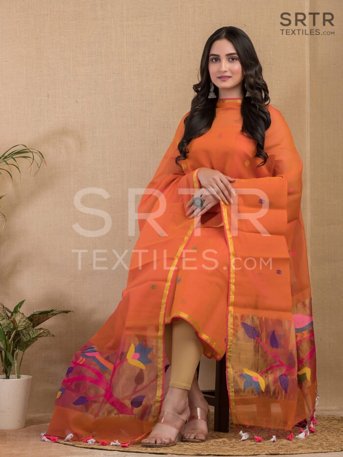 Muslin Unstitched Jamdani Suit – Elegant 2-Piece Set