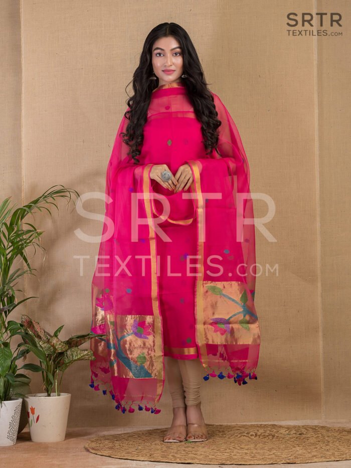 Muslin Unstitched Jamdani Suit – Elegant 2-Piece Set