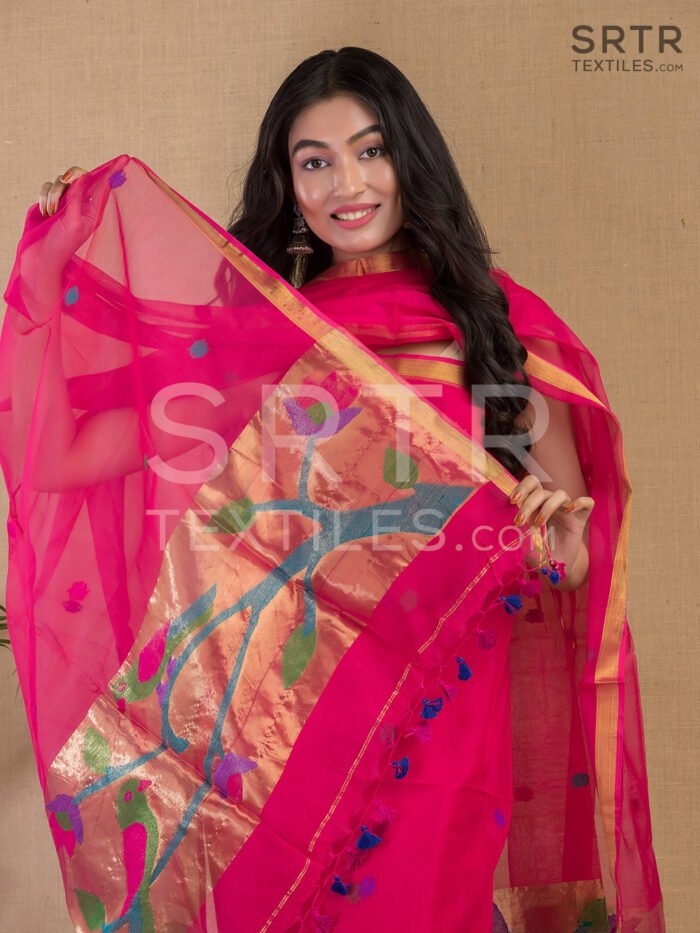 Muslin Unstitched Jamdani Suit – Elegant 2-Piece Set