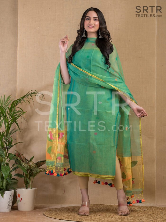 Alternative view of Muslin Unstitched Jamdani Suit – Elegant 2-Piece Set