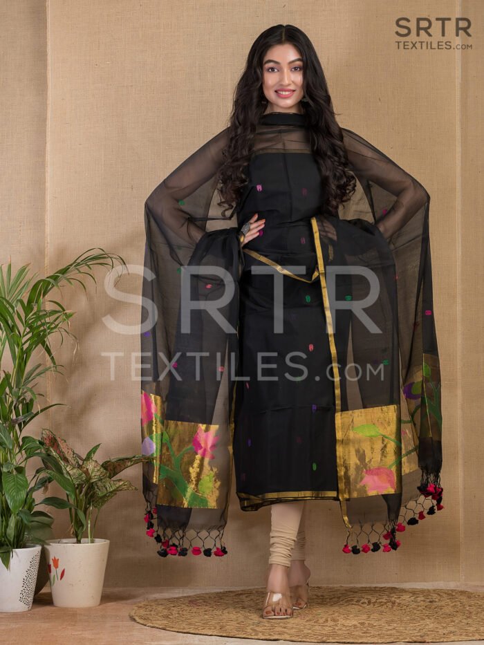 Alternative view of Muslin Unstitched Jamdani Suit – Elegant 2-Piece Set