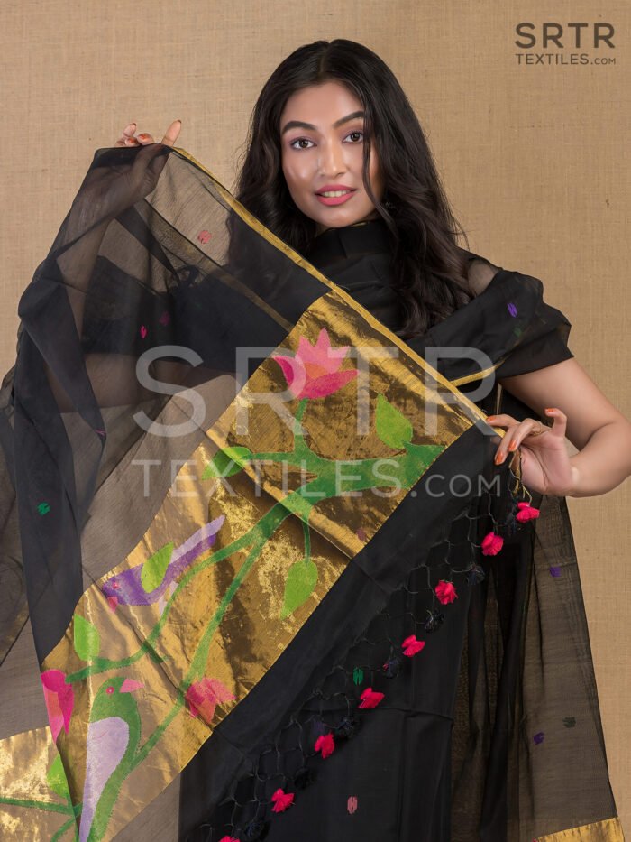 Muslin Unstitched Jamdani Suit – Elegant 2-Piece Set