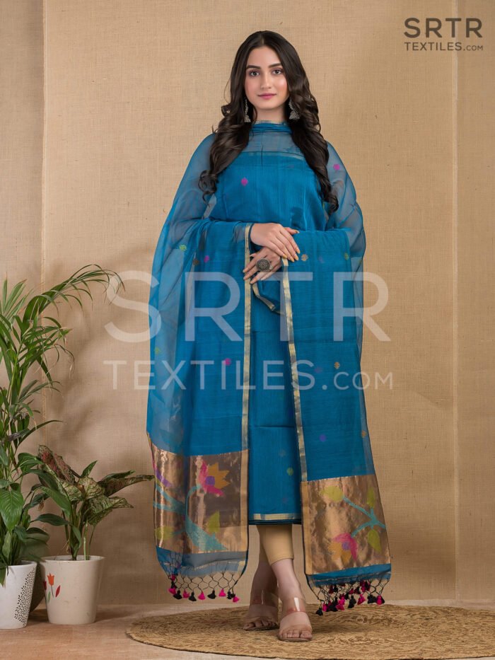 Alternative view of Muslin Unstitched Jamdani Suit – Elegant 2-Piece Set