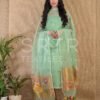 Muslin Unstitched Jamdani Suit – Elegant 2-Piece Set