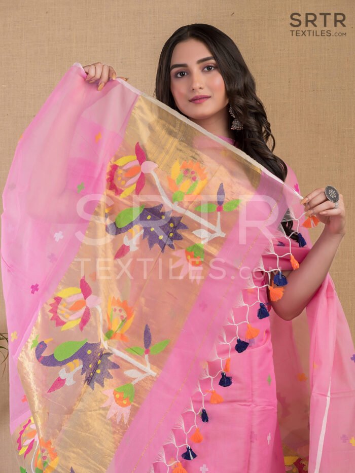 Muslin Unstitched Jamdani Suit – Elegant 2-Piece Set