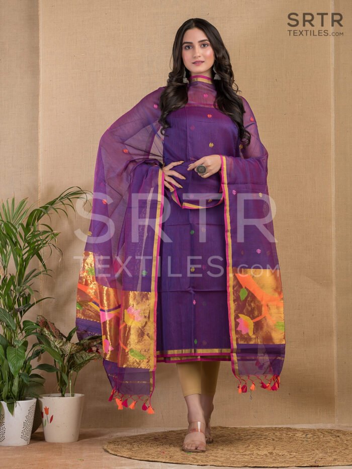 Alternative view of Muslin Jamdani Suit (UNSTITCHED) – Elegant 2-Piece Set